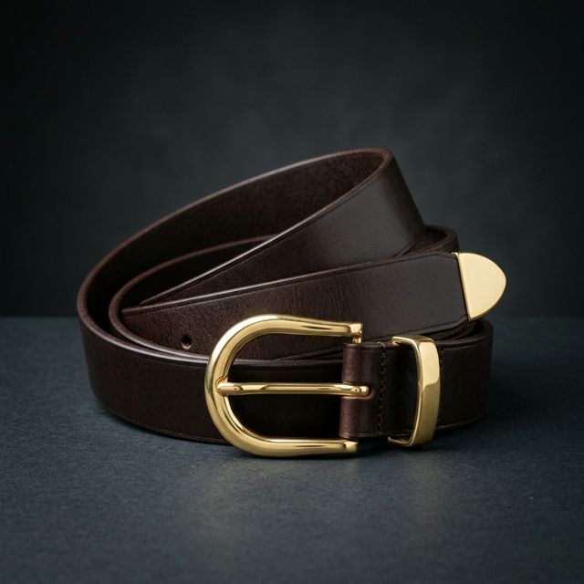 Gold Buckle Leather Belt